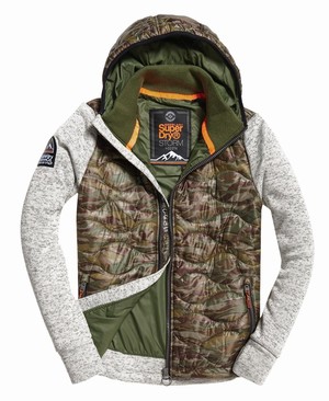 Superdry Storm Wave Quilt Hybrid Cipzár Férfi Kapucnis Pulóver Camo | KHSZN3982